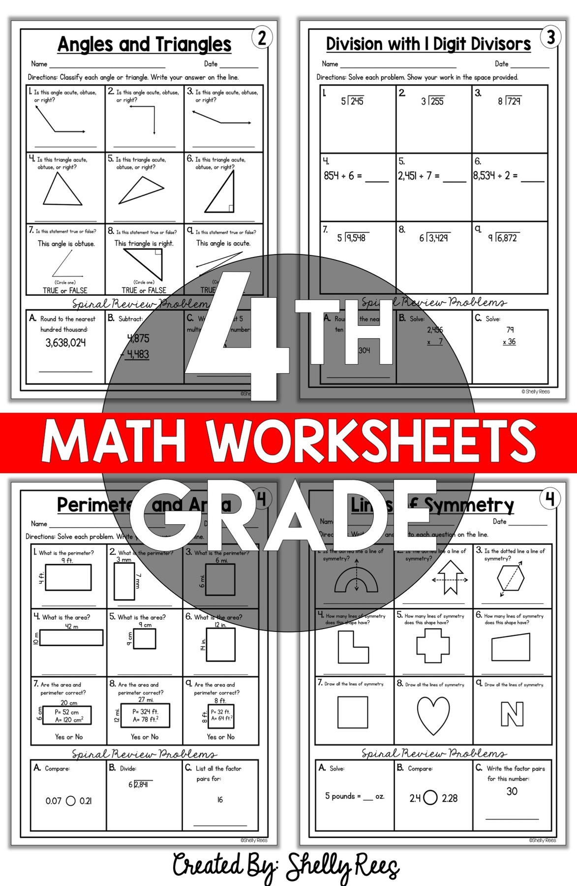 4th Grade Common Core Math Worksheets PRINTABLE Appletastic 