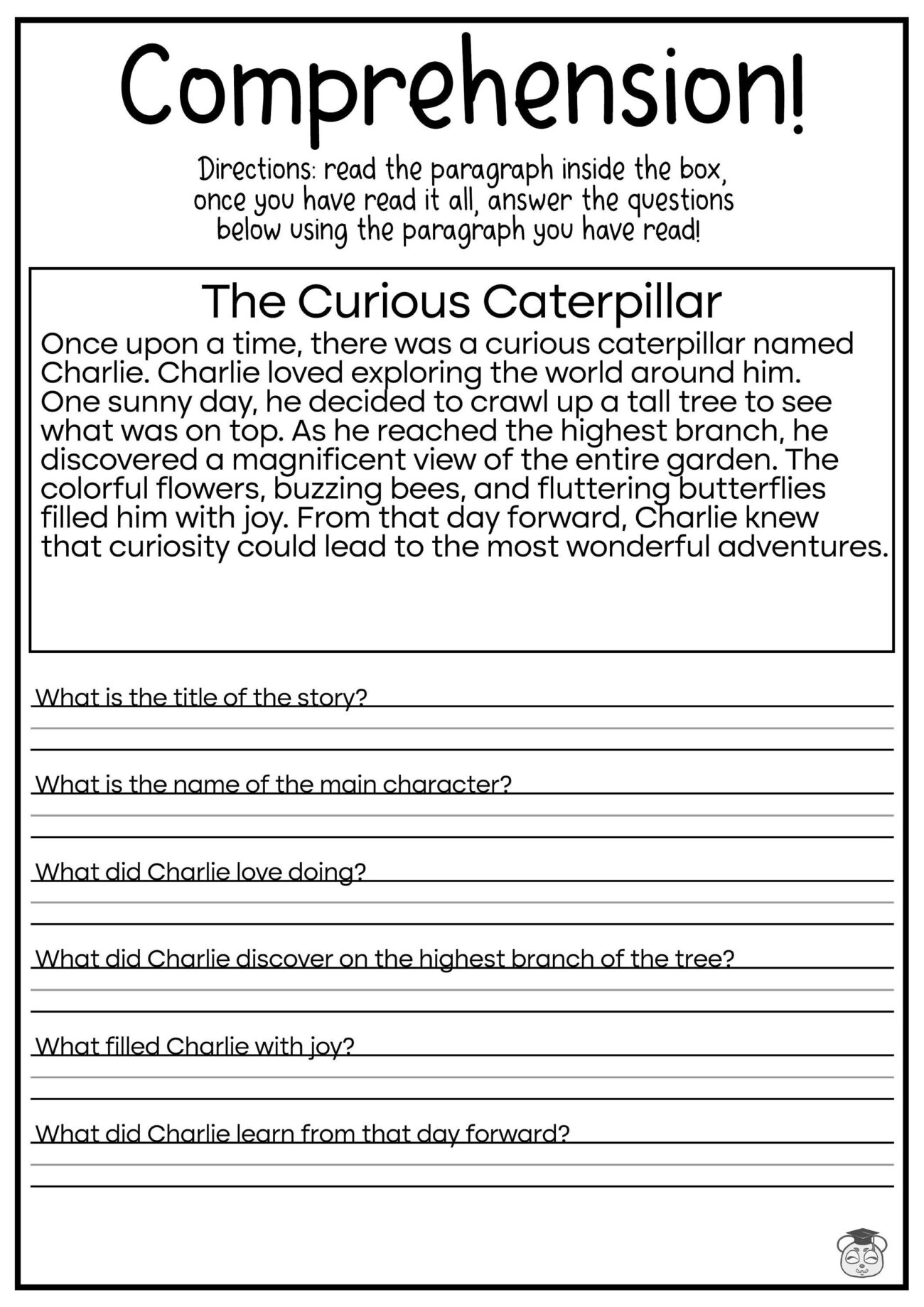 5 Printable Reading Comprehension English Worksheets ages 4 7 KG1 To Grade 2 Etsy Canada