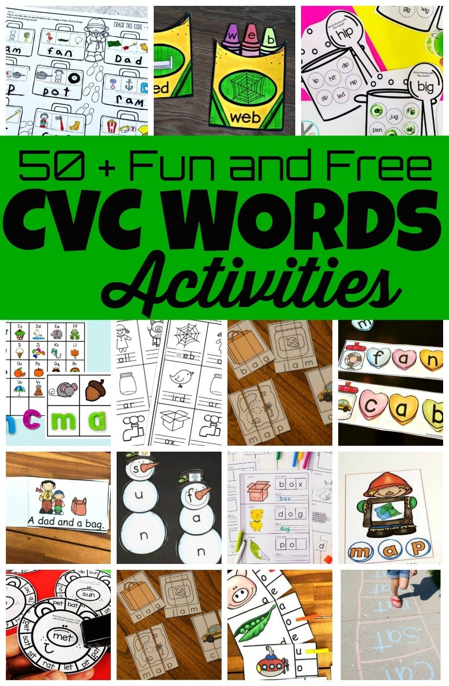 50 Fun U0026 FREE Printable CVC Words Activities Games And Worksheets 50 Fun U0026 FREE Printable CVC Words Activities Games And Worksheets