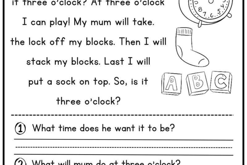 Sentence Reading Comprehension Worksheets