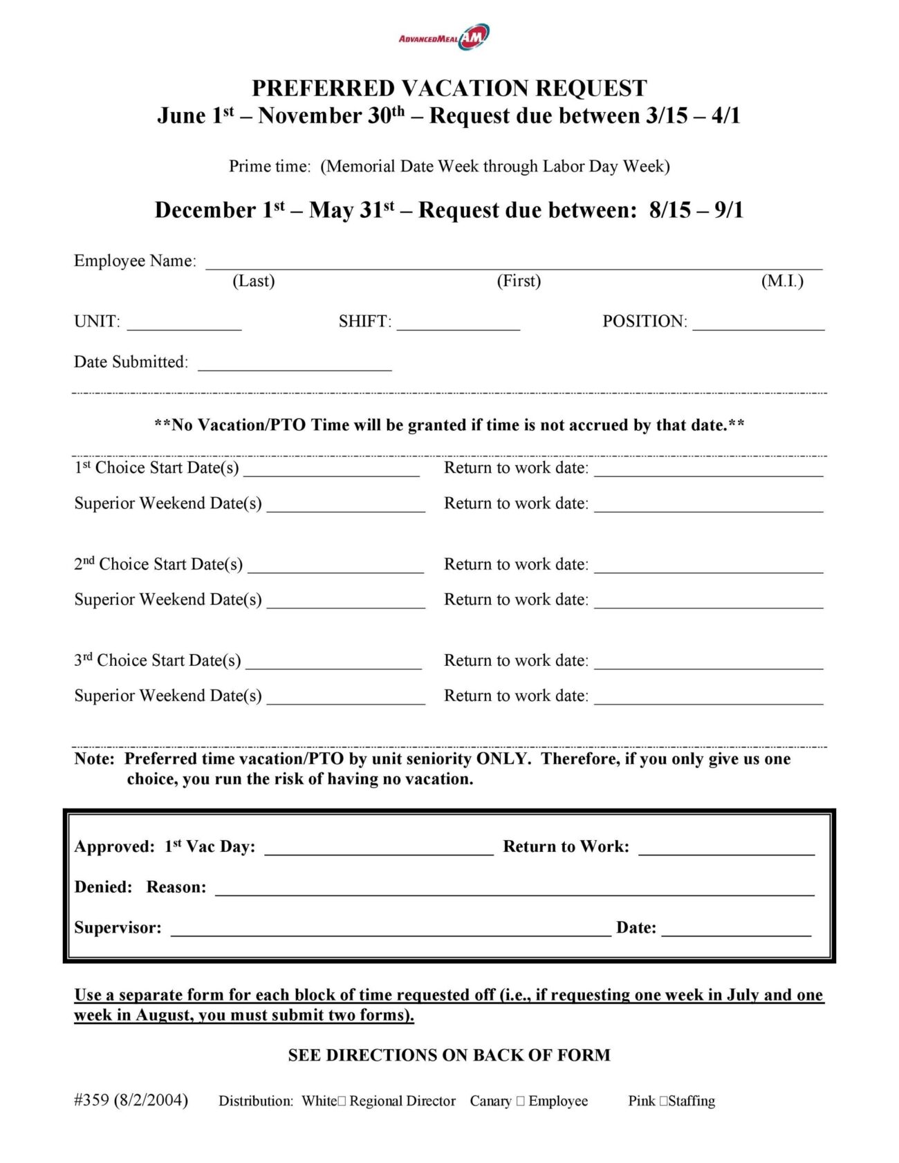 50 Professional Employee Vacation Request Forms Word TemplateLab