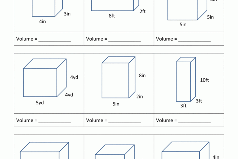 Free Printable Volume Worksheets 5th Grade