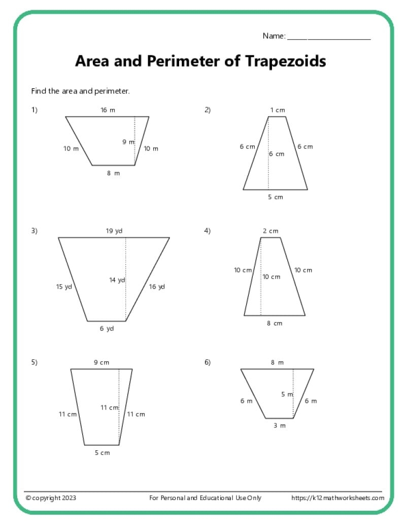 6th Grade Geometry Worksheets