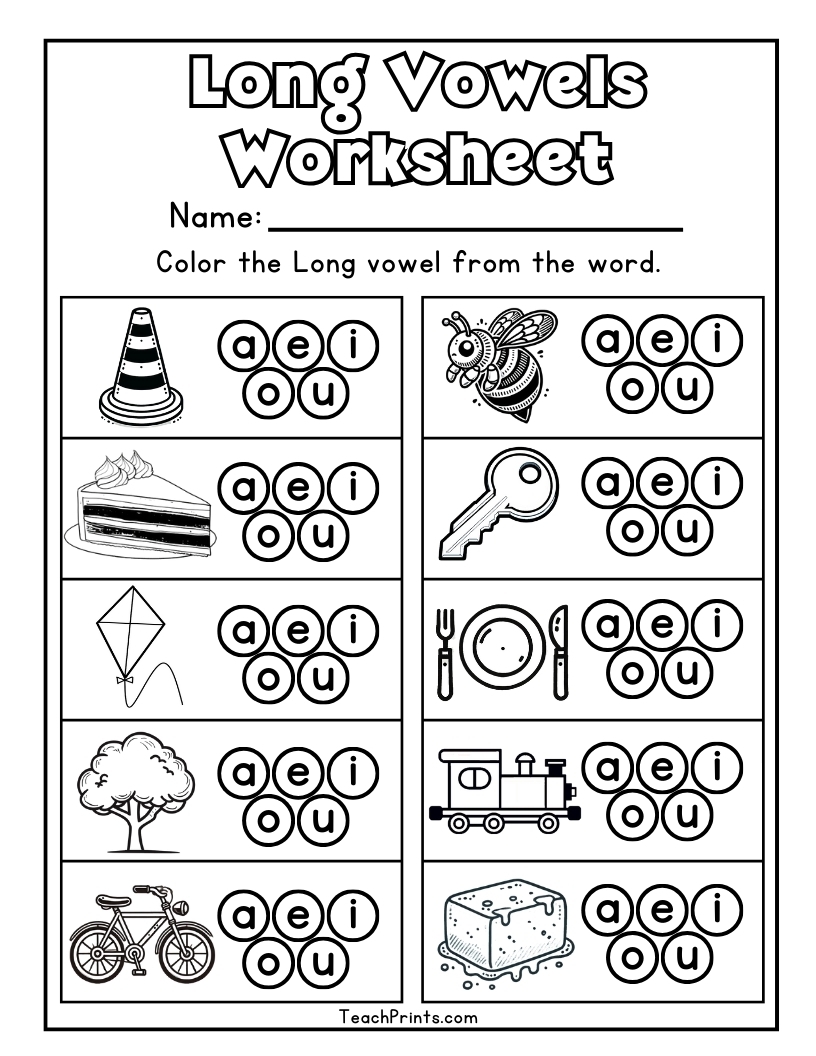 8 Long Vowel Worksheets Free PDF Printables Teach Prints