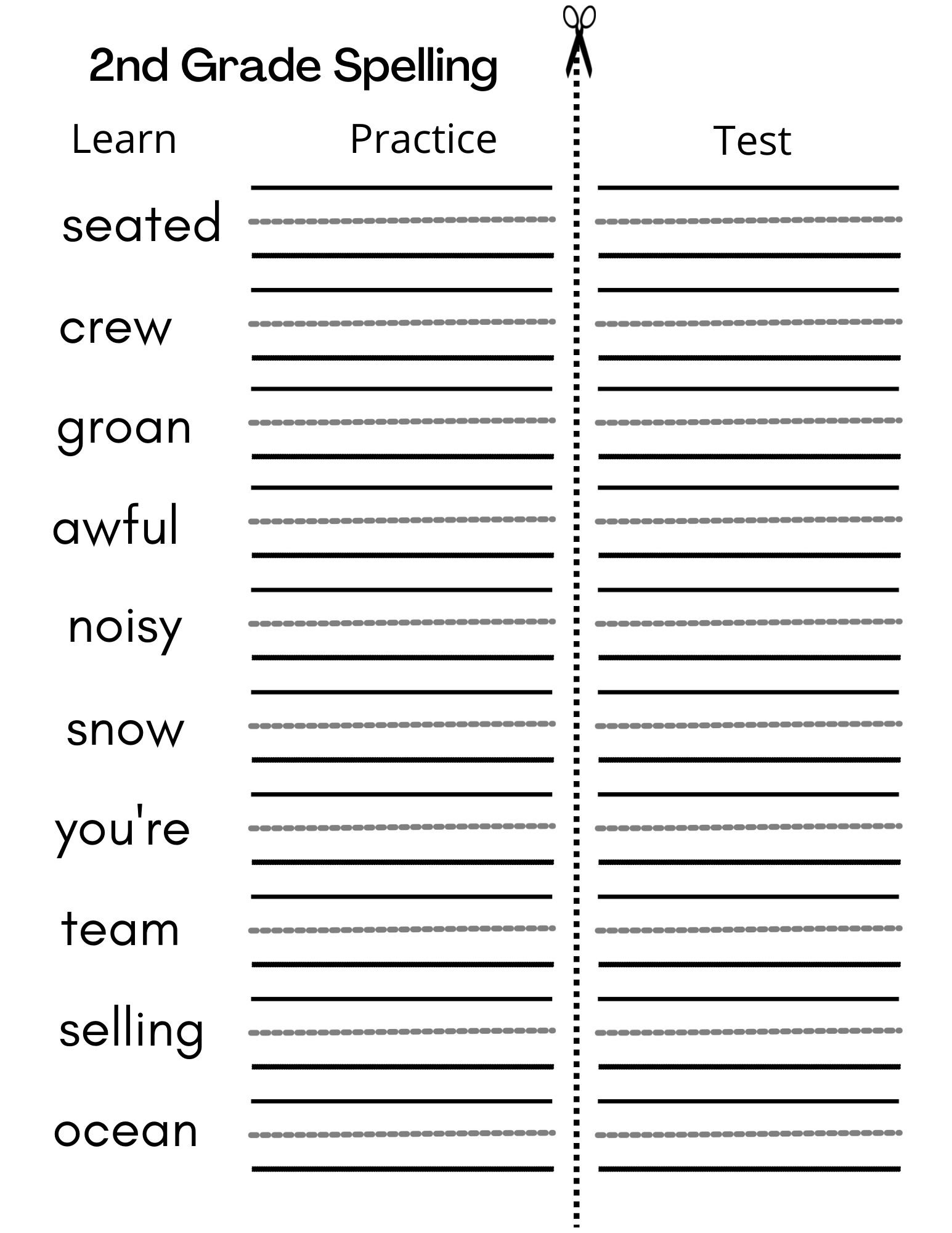 8 Printable Second Grade Writing Spelling Worksheets Spelling Test Etsy UK