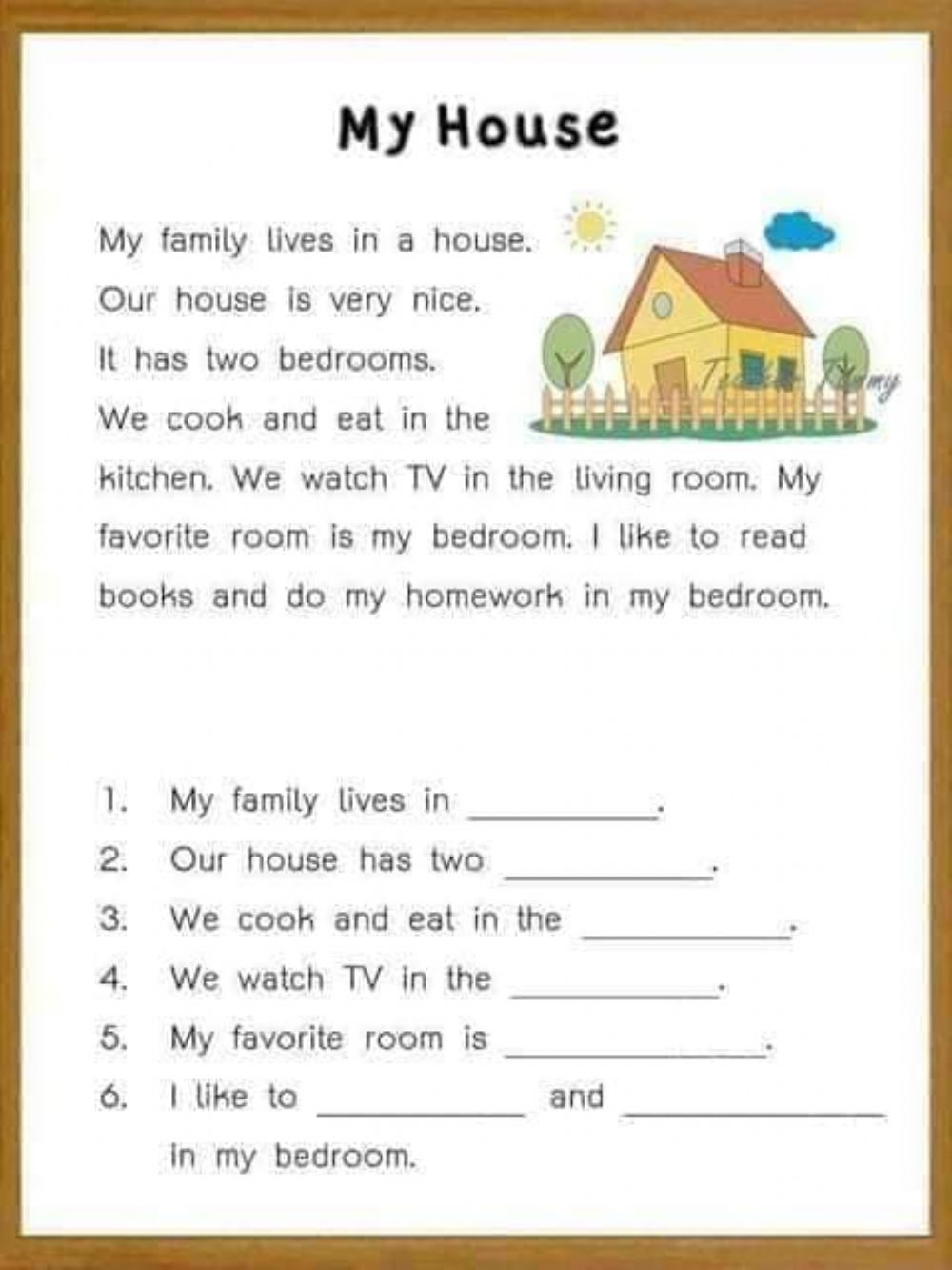 Reading Comprehension Elementary Worksheet