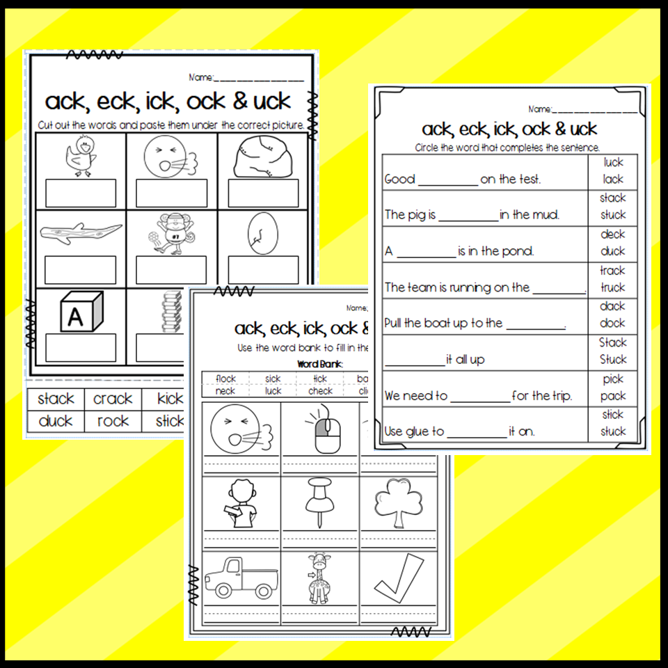 Ack Eck Ick Ock U0026 Uck Word Family Worksheets Made By Teachers