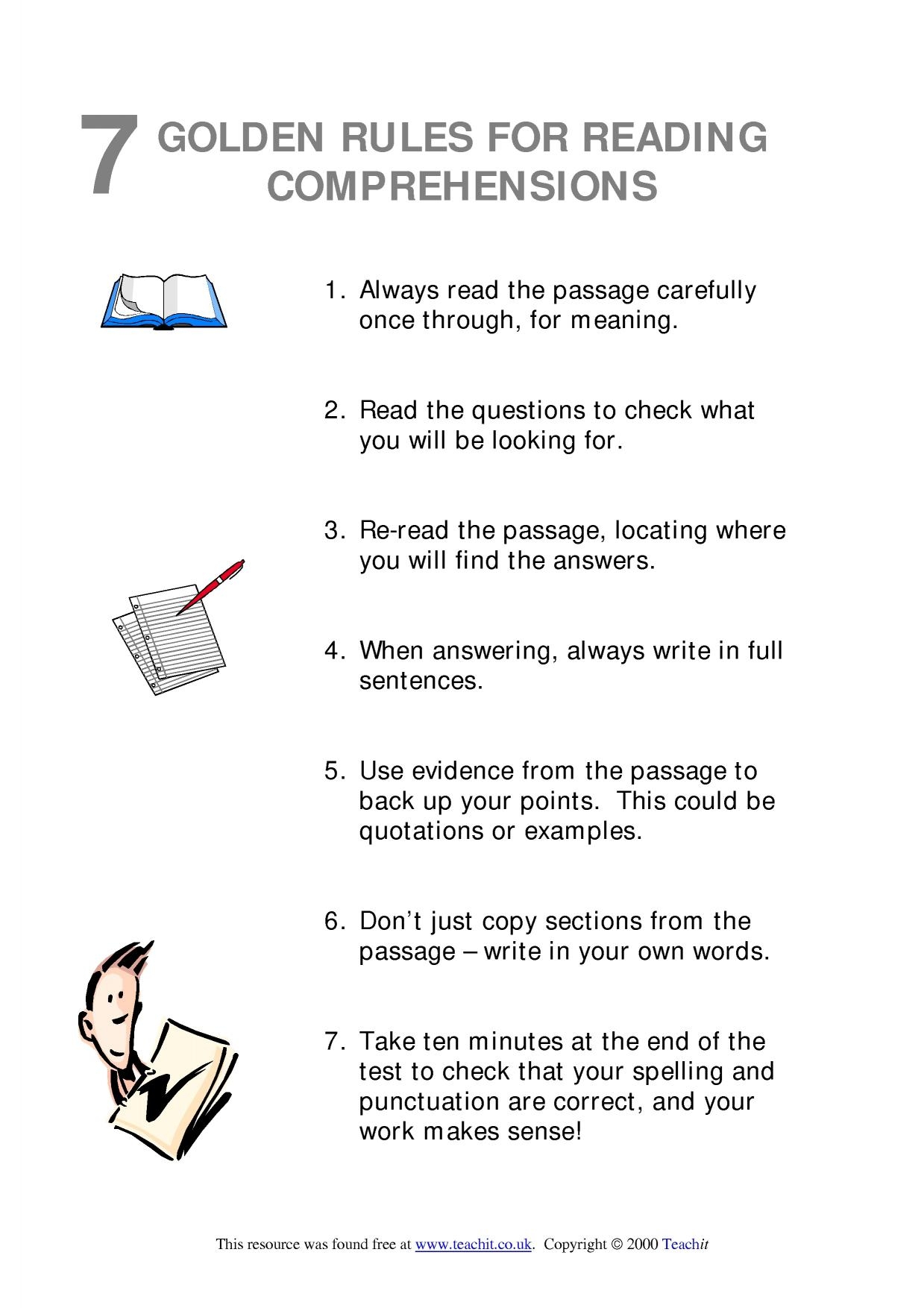 Advice And Tips Reading Comprehension KS3 4 English Teachit 
