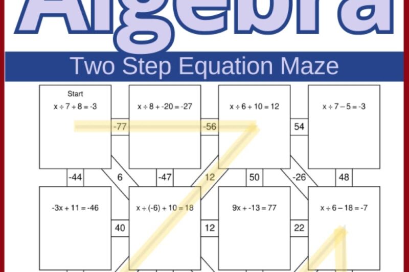 Two Step Equations Worksheet Maze Answers