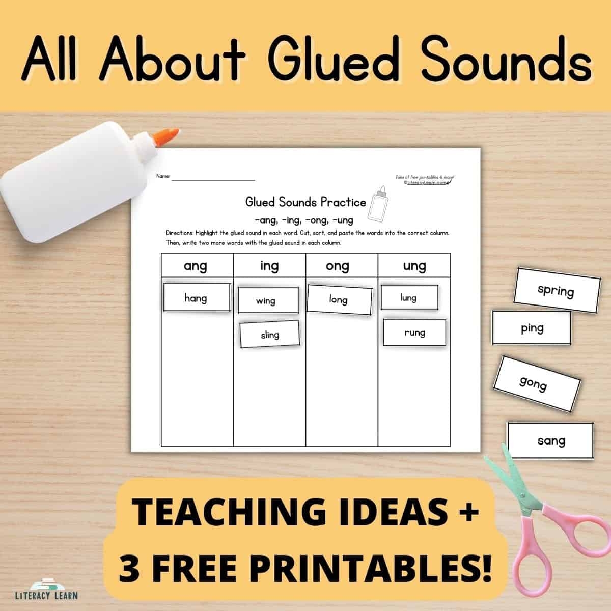 All About Glued Sounds Teaching Tips Free Printables Literacy 