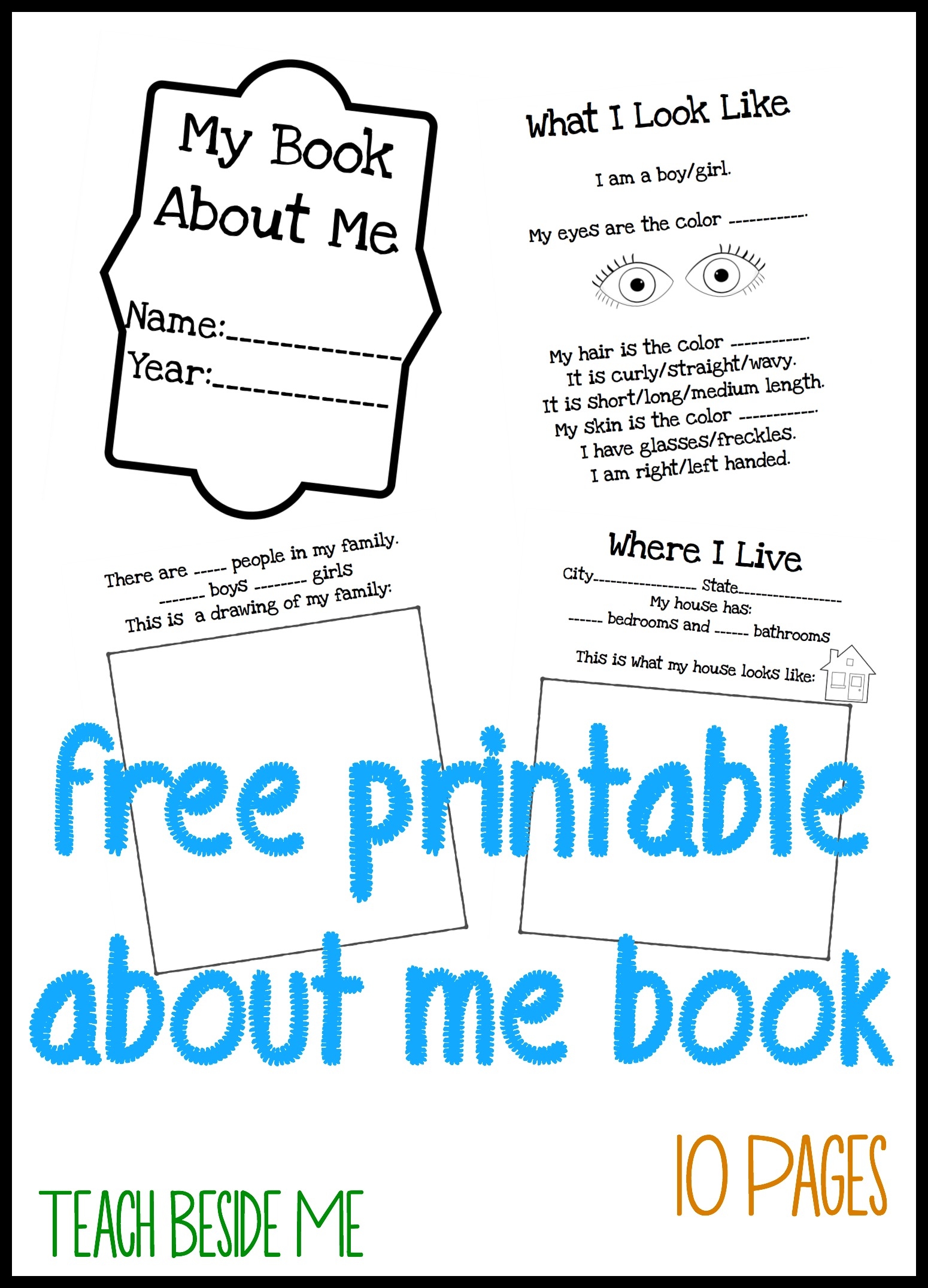 All About Me Book For Preschool Kids Teach Beside Me