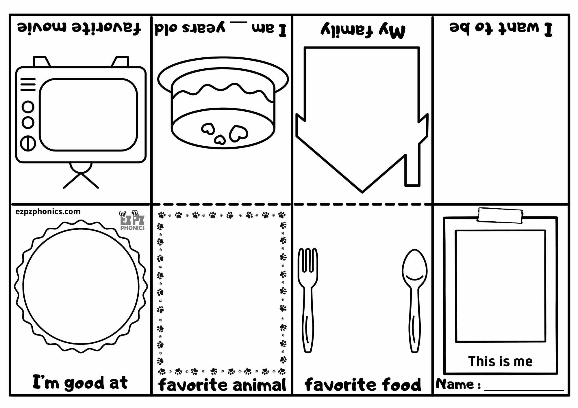 All About Me Mini Book For Kindergarten And Preschool Coloring 