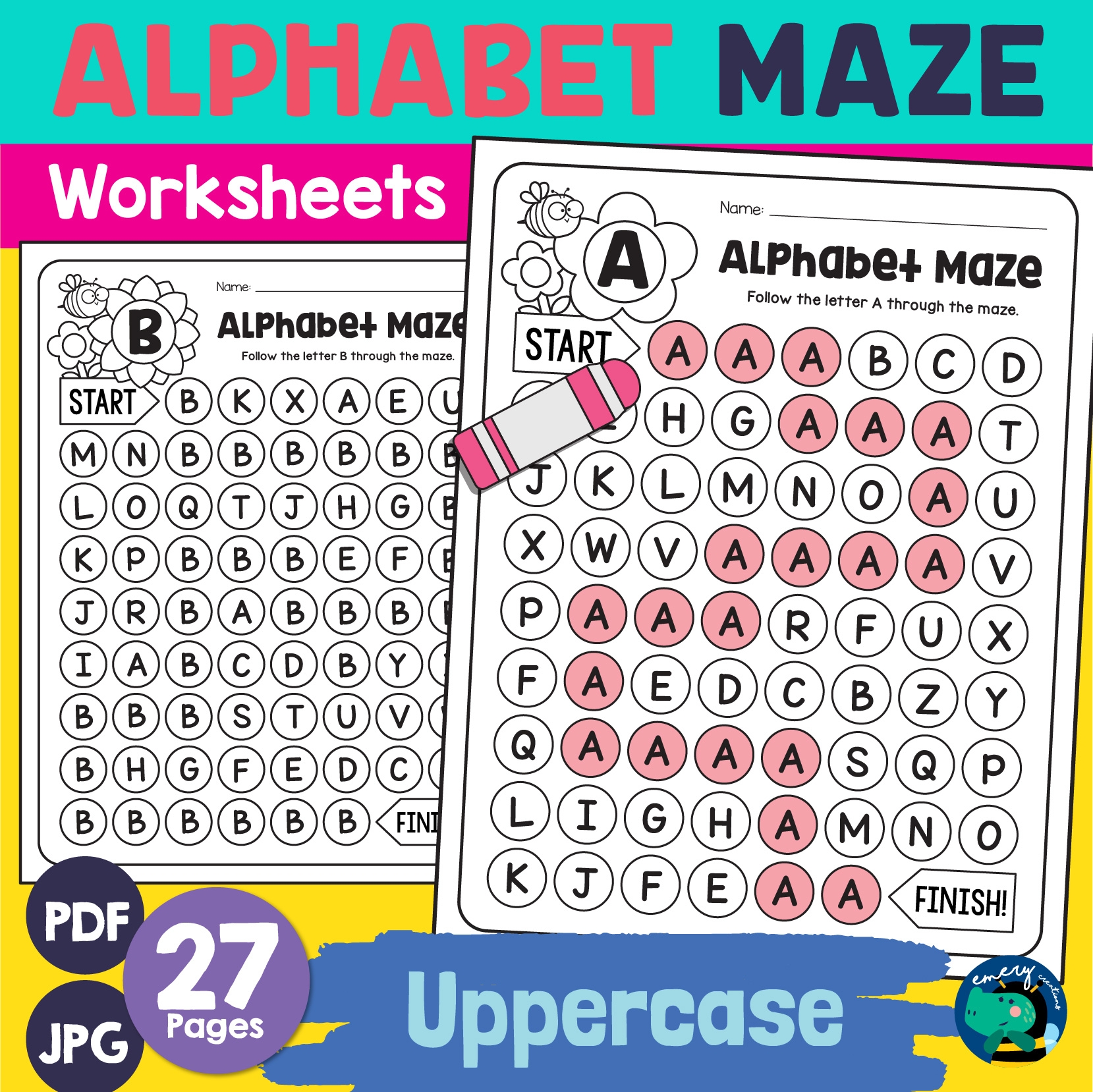Alphabet Maze Worksheets Uppercase A Z Activity Letter Recognition Made By Teachers Alphabet Maze Worksheets Uppercase A Z Activity Letter Recognition Made By Teachers