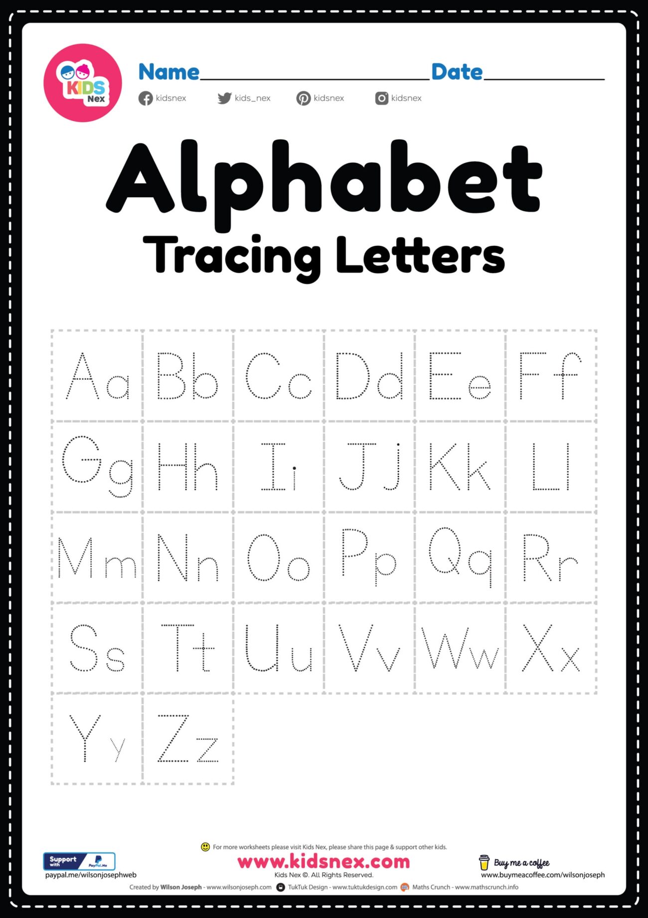 Alphabet Worksheets Tracing Letters Free Printable PDF
