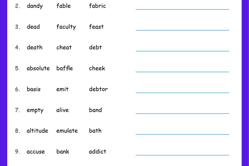 Worksheet Alphabetical Order