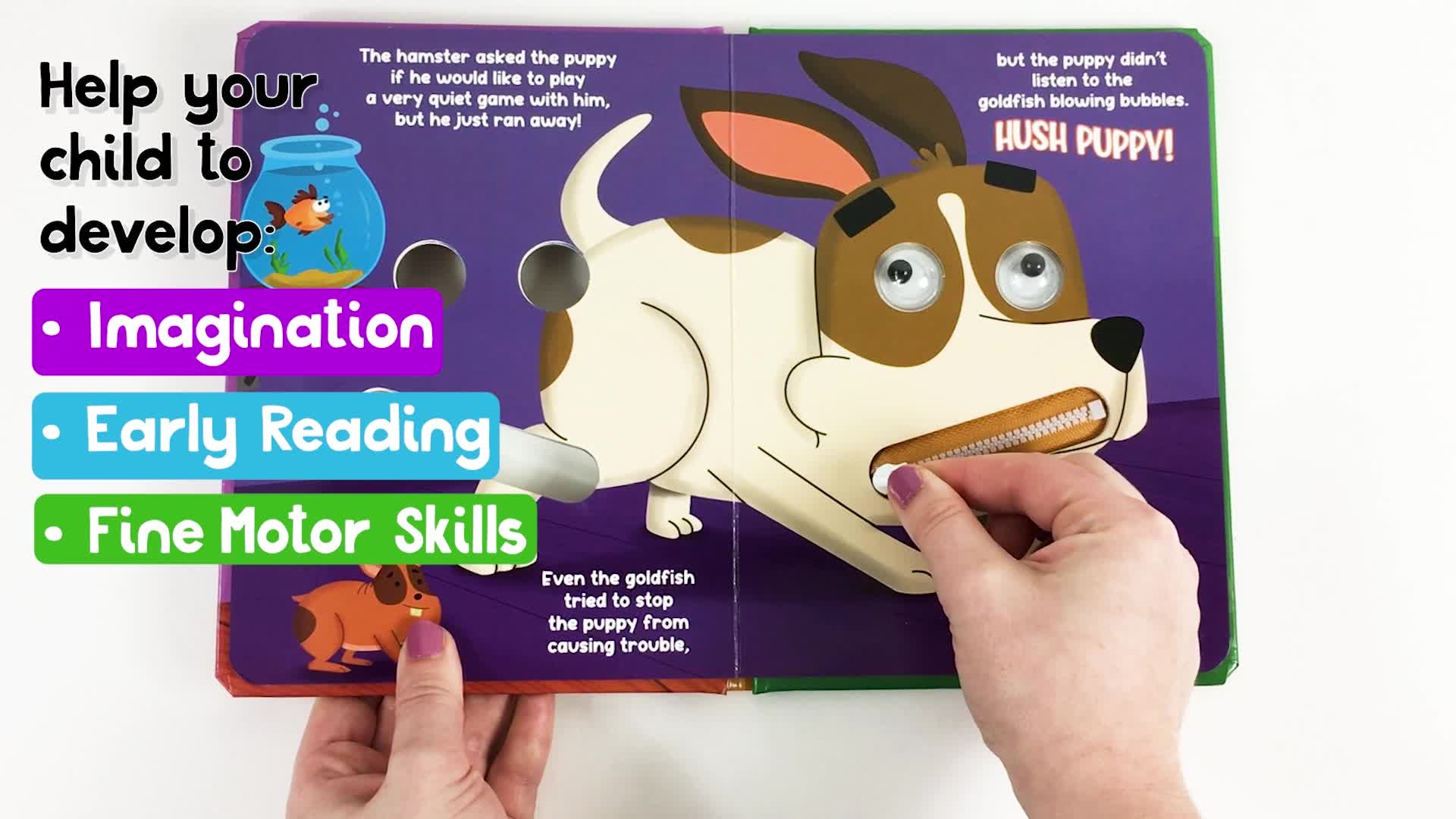 Amazon Hush Puppy Children s Sensory Board Book Featuring Touch And Feel Zipper Mouth And Googly Eyes 9781957842264 Little Hippo Books Julilustrador Books