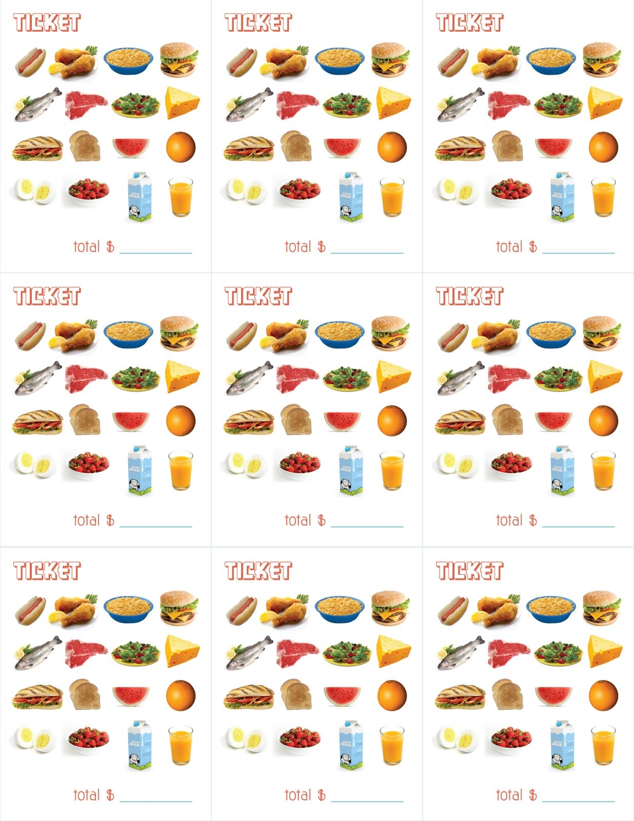 Preschool Restaurant Printables