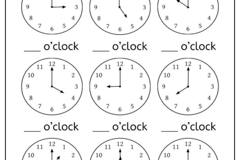 Kindergarten Free Printable Telling Time Worksheets