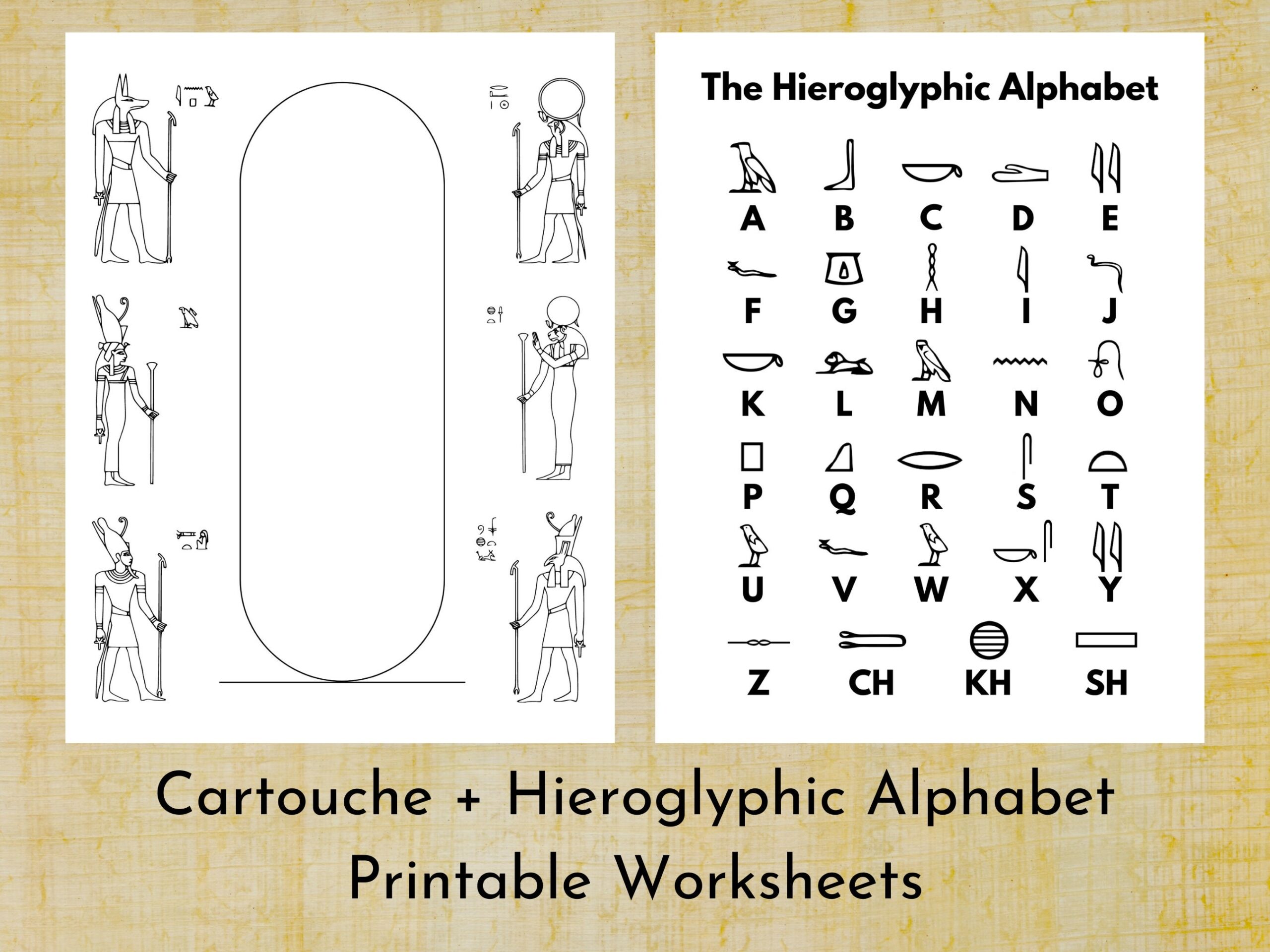 Ancient Egyptian Hieroglyphic Alphabet Cartouche Printable 