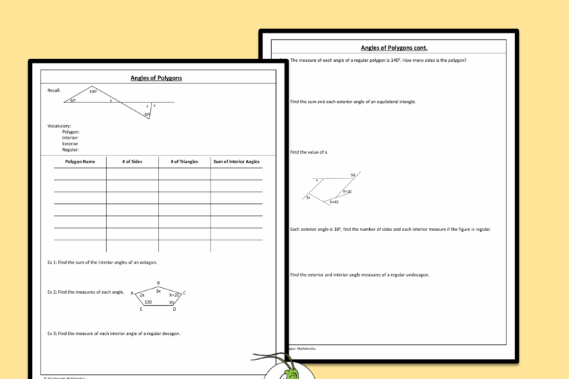 Interior And Exterior Angles Of Polygons Maze Worksheet