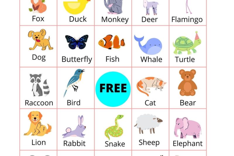 Printable Animal Bingo For Preschoolers