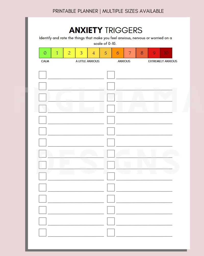 Anxiety Triggers Printable Anxiety Worksheets Therapy Tools Therapy Worksheets Anxiety Journal Therapy Office DBT CBT Anxiety Journal Etsy