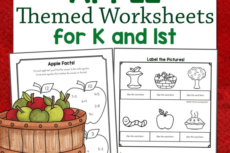 Kindergarten Apple Math Worksheets