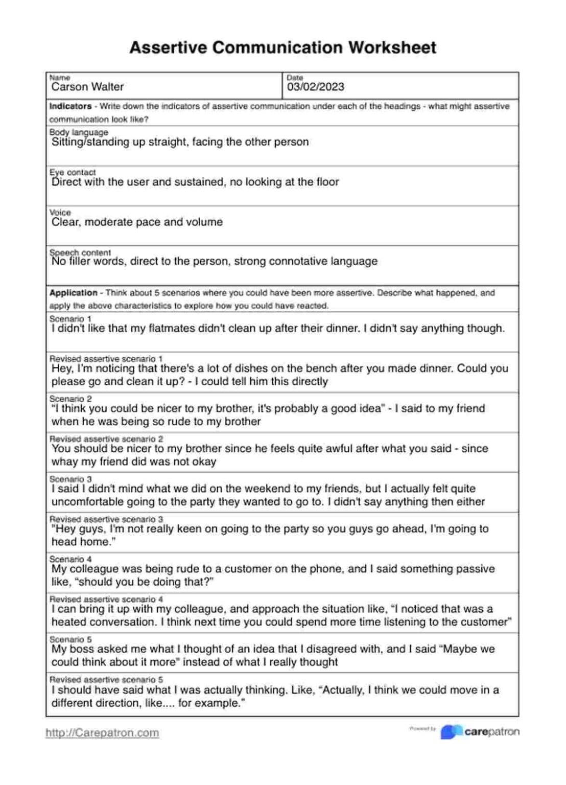 Free Printable Printable Assertive Communication Worksheet - Worksheets ...