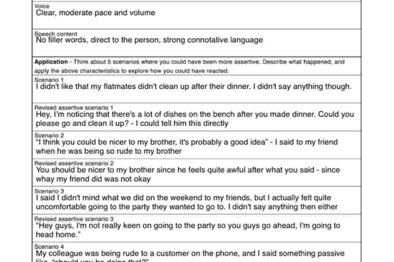 Free Printable Printable Assertive Communication Worksheet