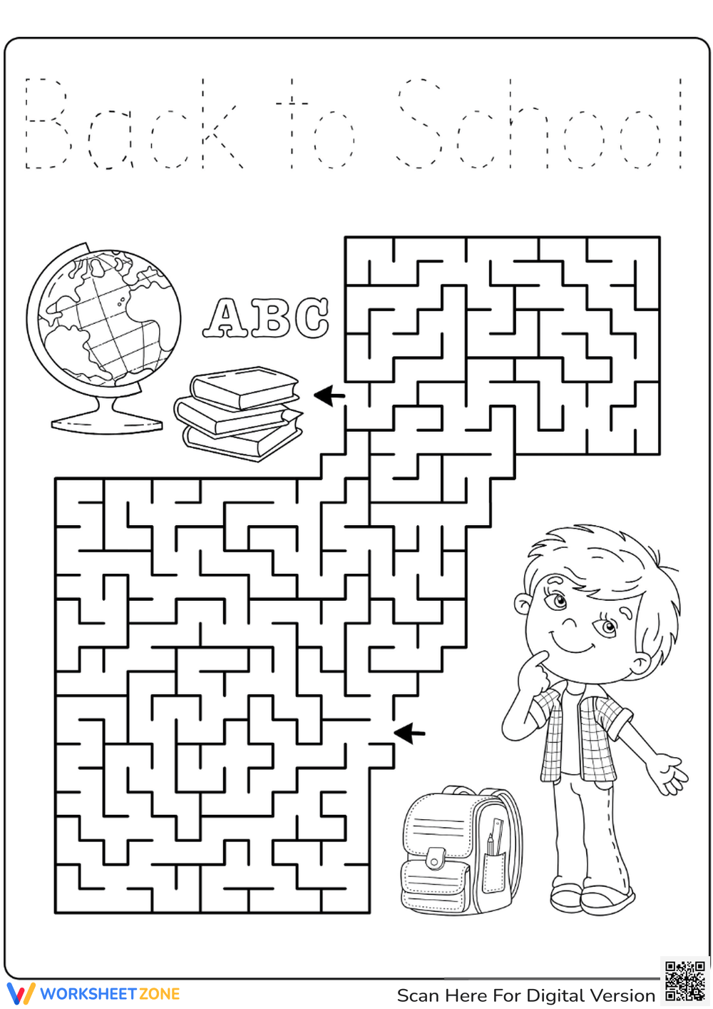 Back To School Activity Maze Worksheet
