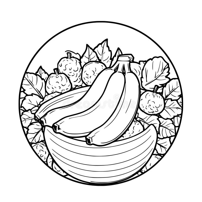 Banana Coloring Page For Kids Stock Vector Illustration Of Preschool Colour 289309727