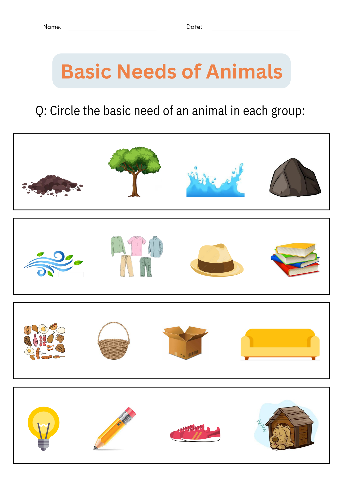 Basic Needs Of Animals Activities Taking Care Of Animals Worksheet For Grade 1 Made By Teachers