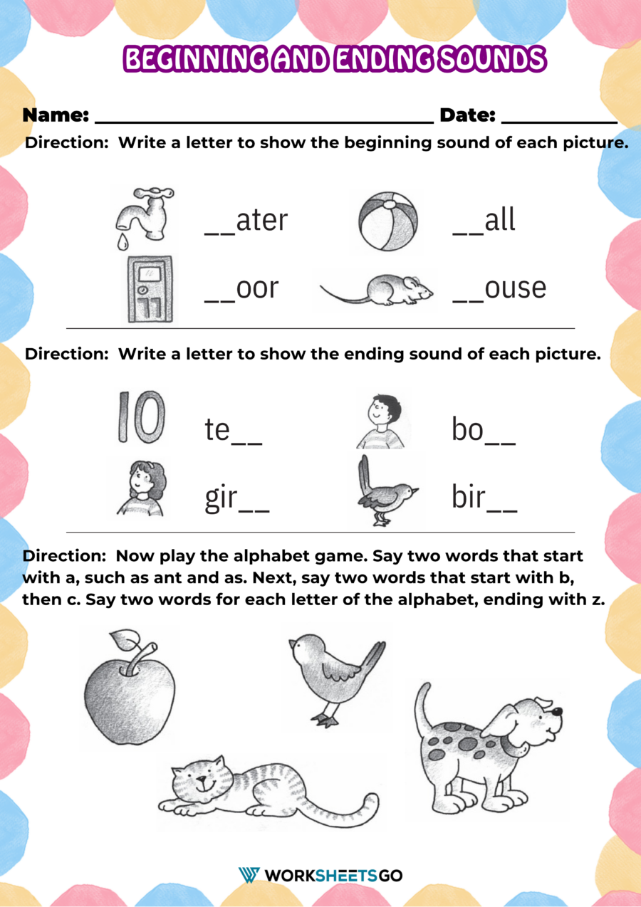 Beginning And Ending Sounds Worksheets WorksheetsGO