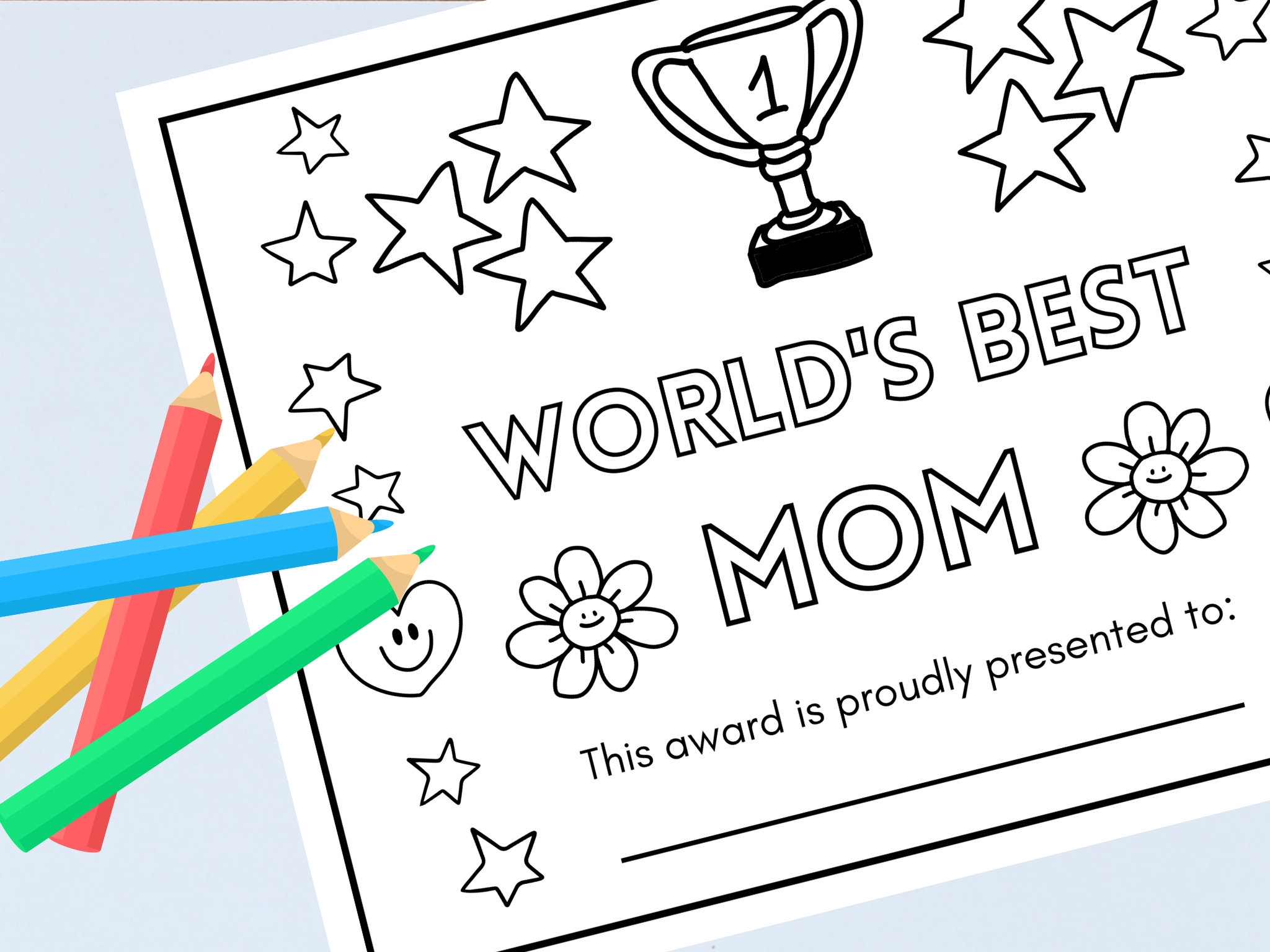 Best Mom Mother s Day Certificate Coloring Activity Sheet For Kids To Give To Mothers Instant Download Printable Mother s Day Parent Award Etsy
