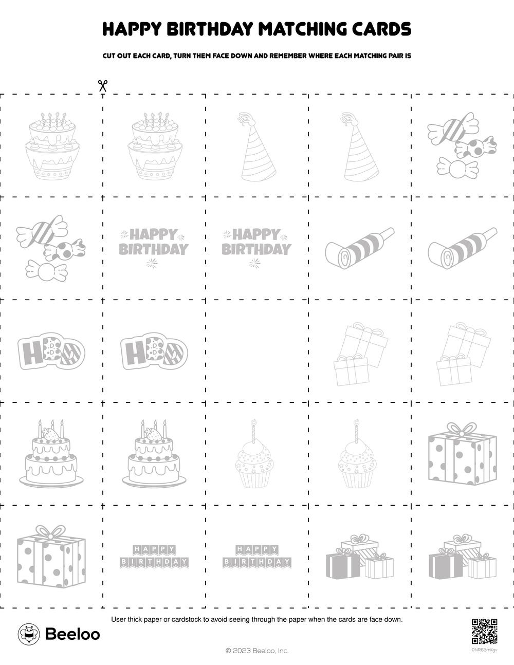 Birthday themed Memory Games Beeloo Printable Crafts And Activities For Kids