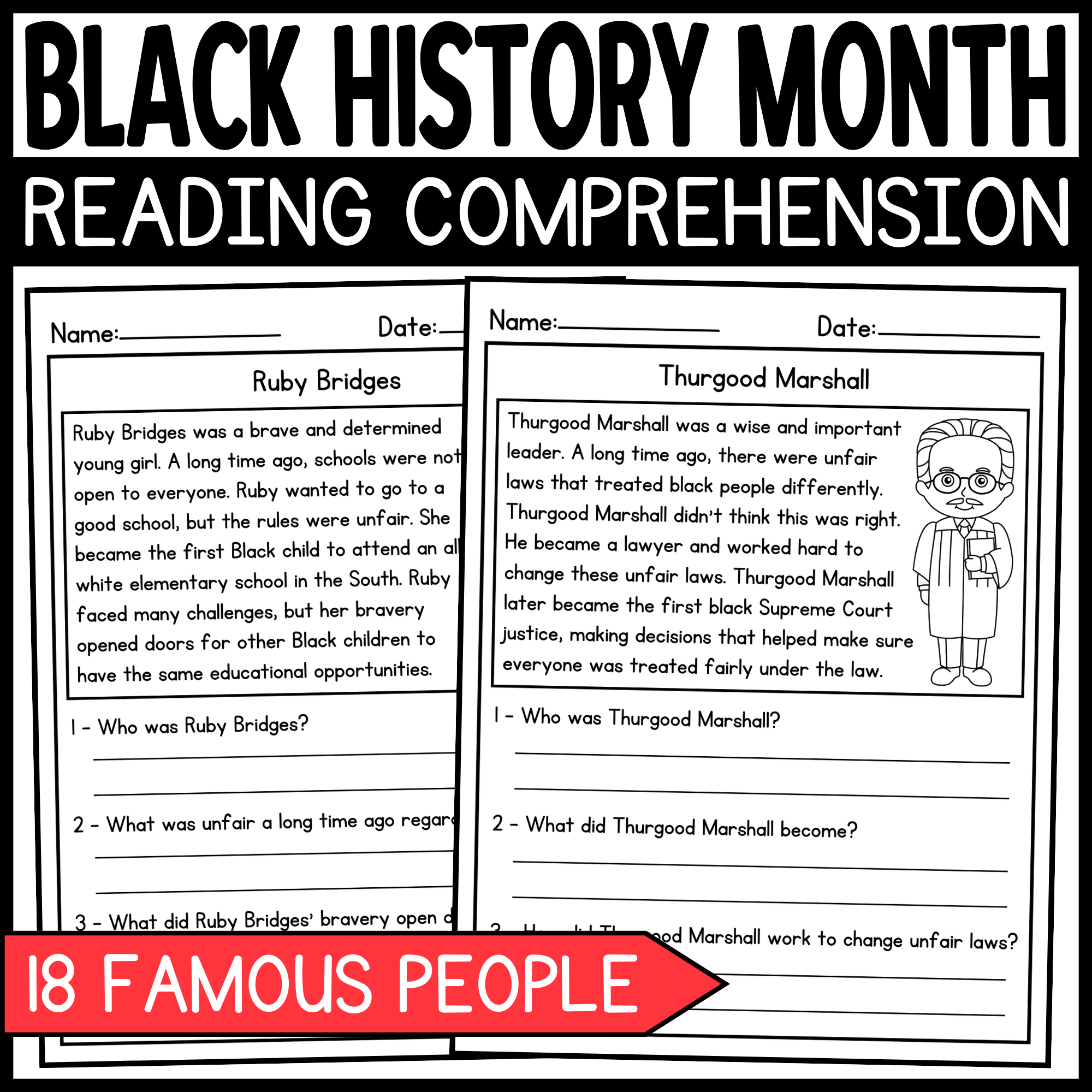 Black Historical Figures Reading Comprehension Passages Black 
