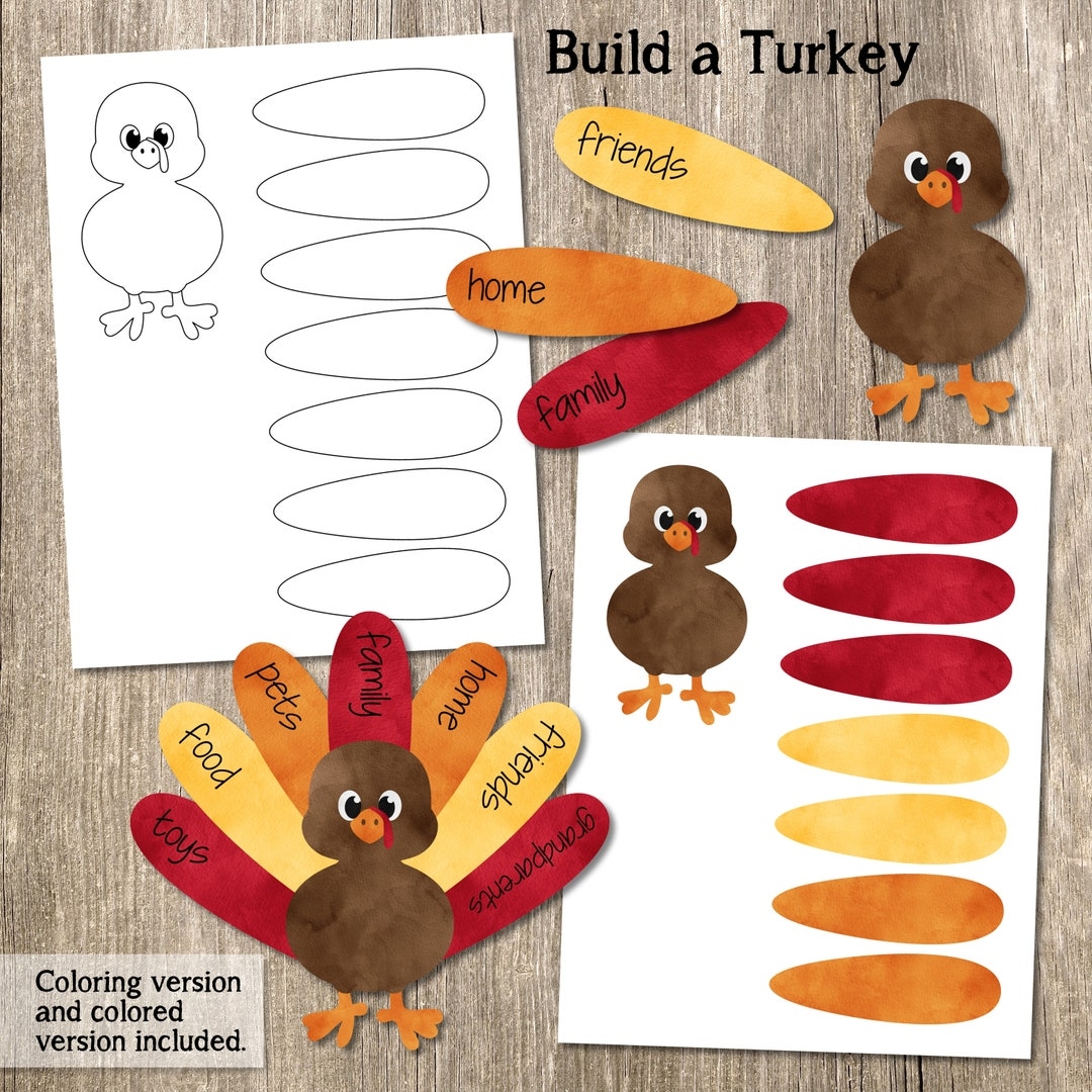 Build A Turkey Kid s Craft Printable Thanksgiving Craft Printable Turkey Craft Thanksgiving Printable Thanksgiving Activity Printable Etsy Canada