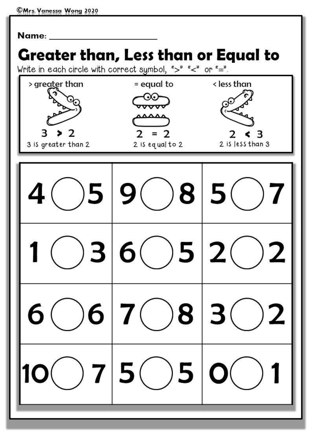 Buy Kindergarten Math Worksheets Numbers 1 10 Comparing Numbers Preschool Homeschooling Worksheets number Worksheets math Worksheets Preschool 