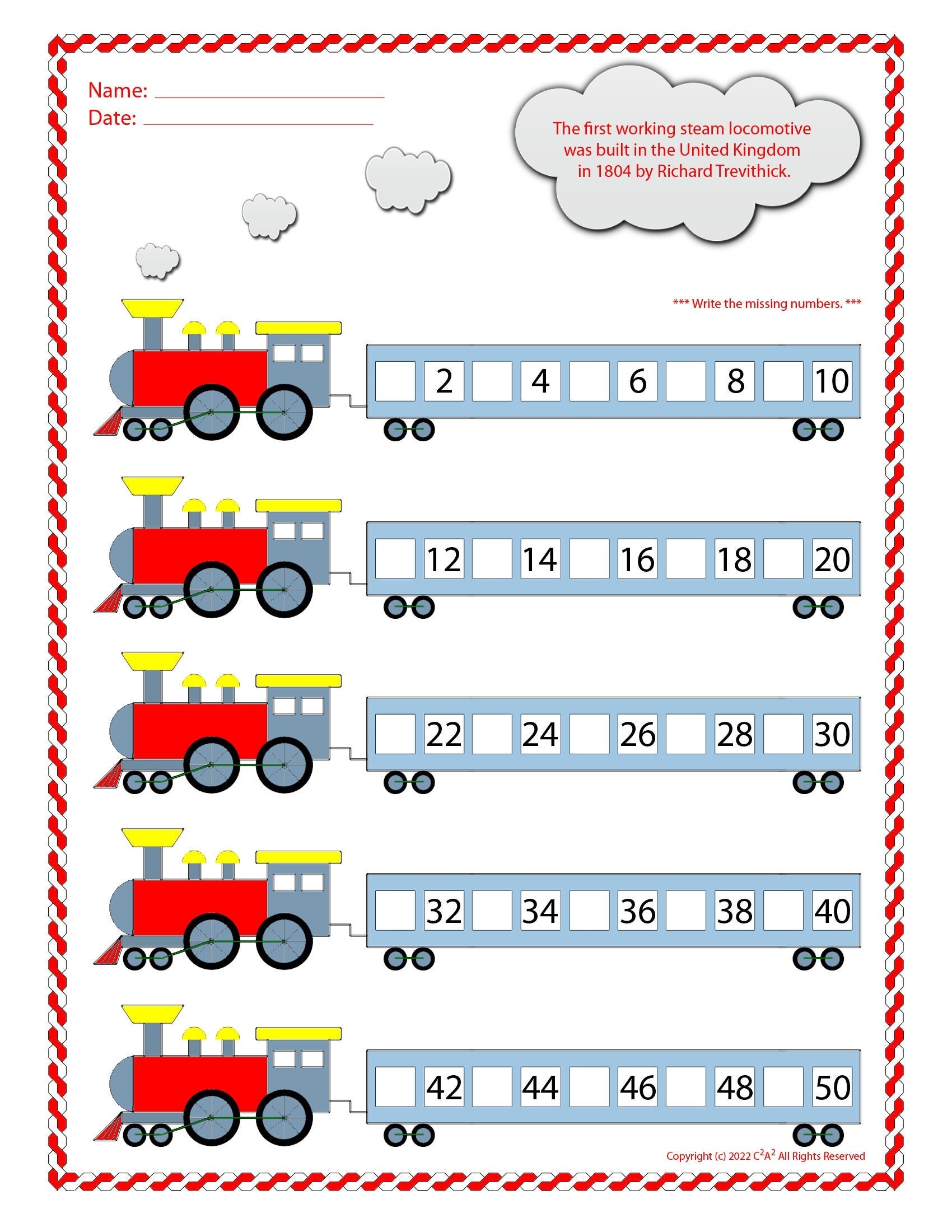 Preschool Counting To 50 Printables