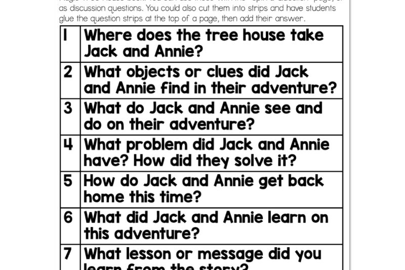 Magic Tree House Reading Comprehension Worksheets