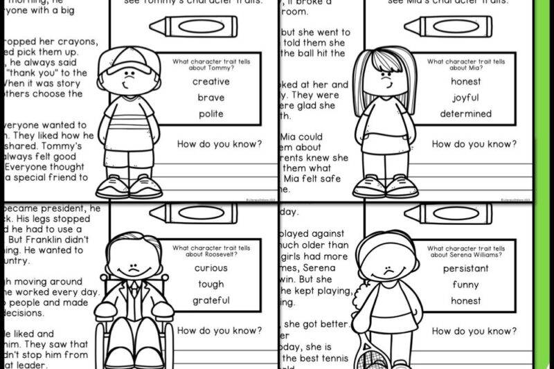 Reading Comprehension Worksheets Character Traits