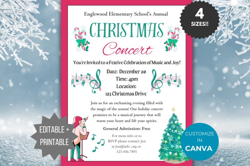 Printable Preschool Christmas Concert Invites