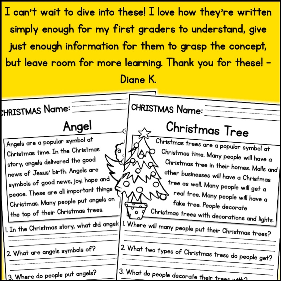 Christmas Holidays Reading Comprehension Passages K 2 Christmas Holidays Reading Comprehension Passages K 2