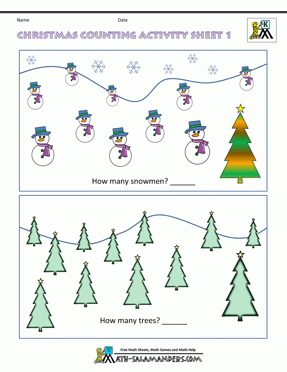 Preschool Christmas Math Printables