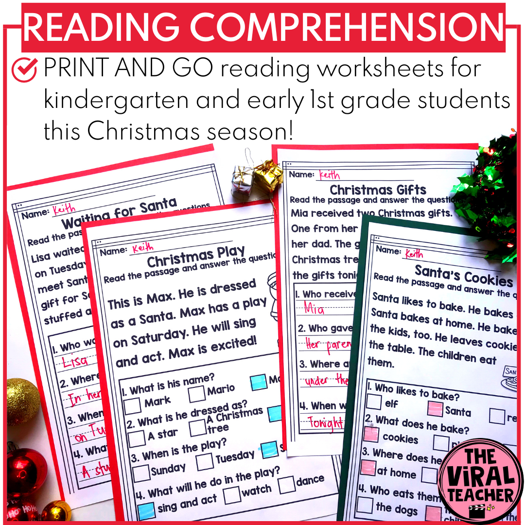 Christmas Reading Passages And Comprehension Questions Kindergarten Activities Christmas Reading Passages And Comprehension Questions Kindergarten Activities