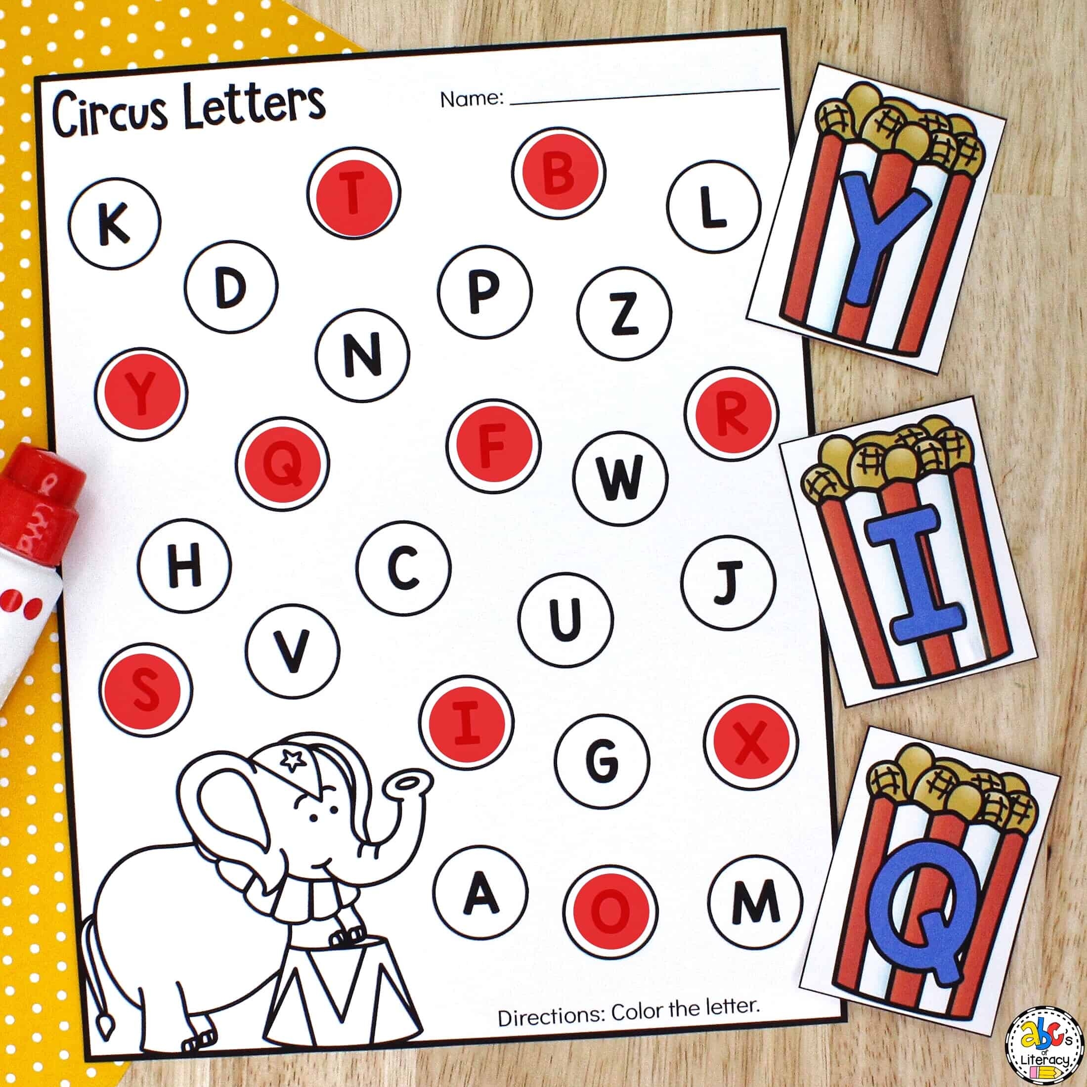 Circus Alphabet Sensory Bin