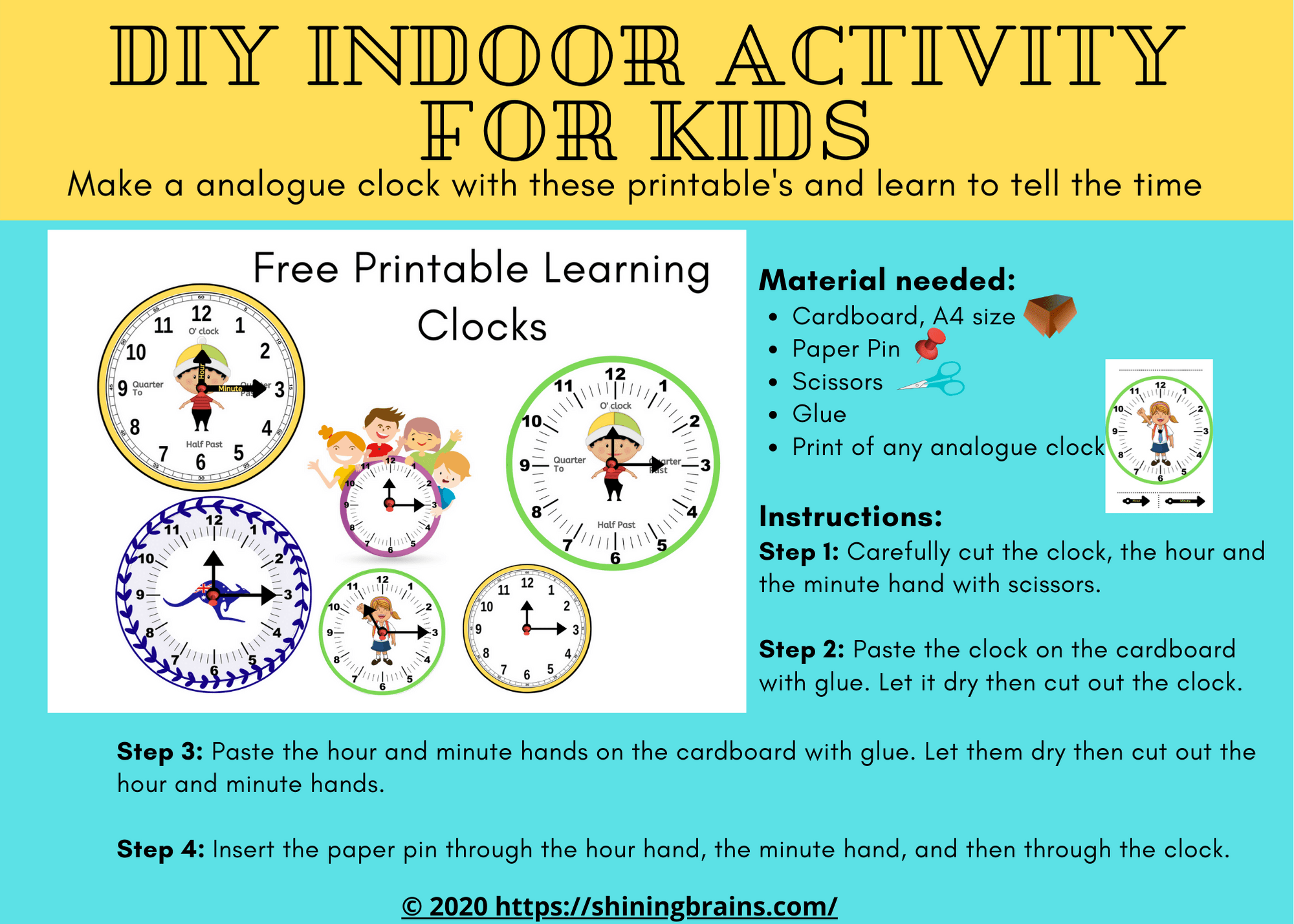 Clock Activities Free Printable Learning Clocks DIY Cardboard 