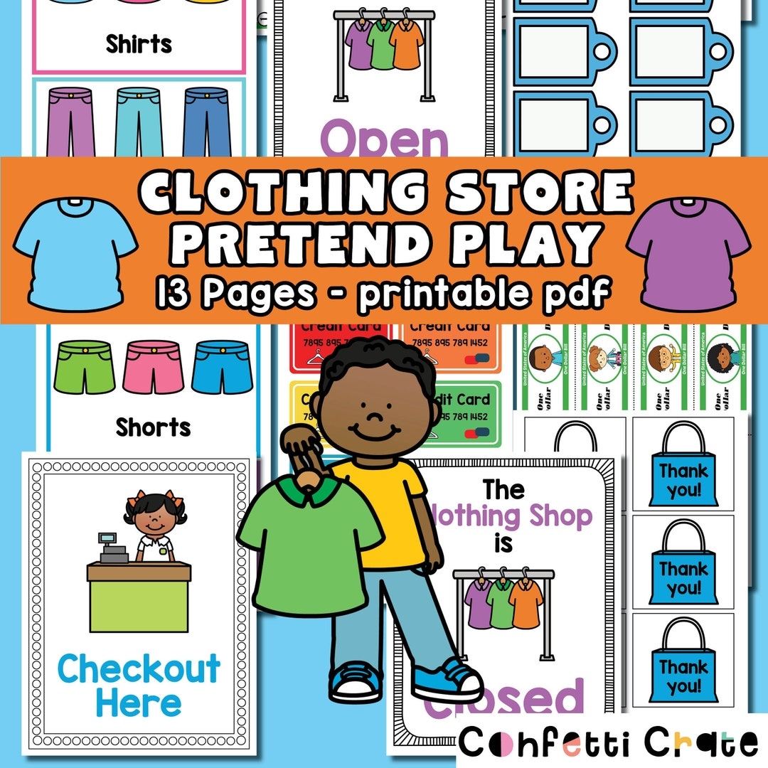 Clothing Store Pretend Play Printable Daycare Activities Clothes Dramatic Play Preschool Printables Toddler Activities Kindergarten Etsy