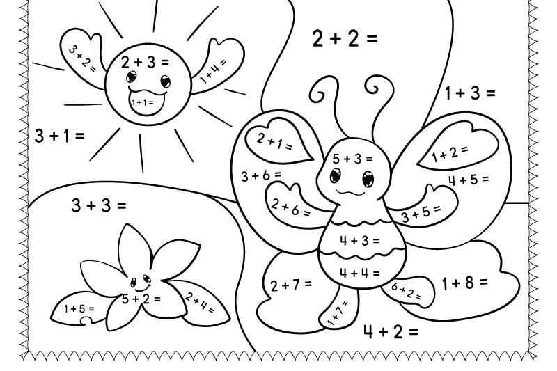 Kindergarten Math Addition Coloring Worksheets