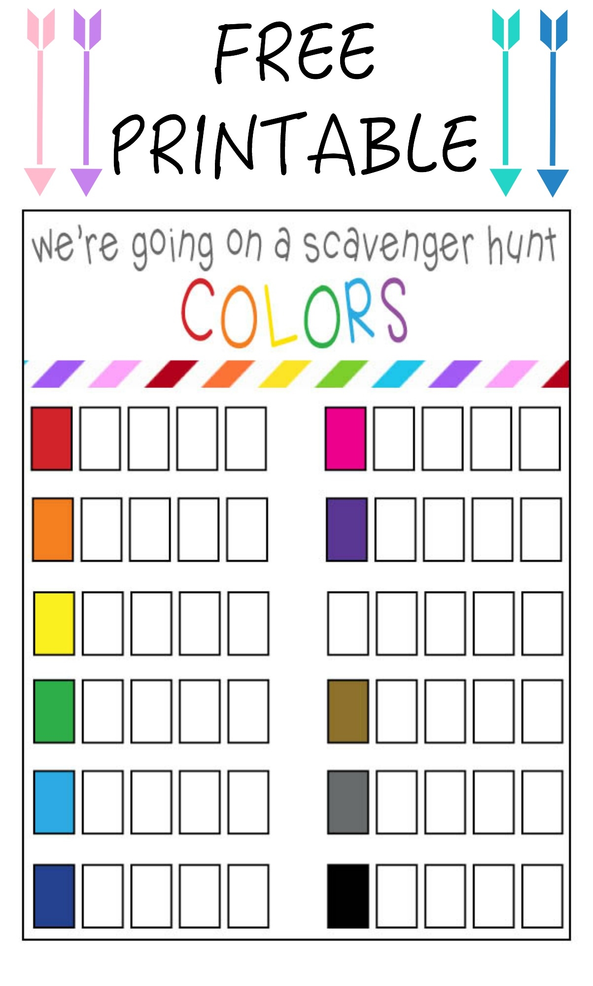 Color Scavenger Hunt Free Printable Our Thrifty Ideas